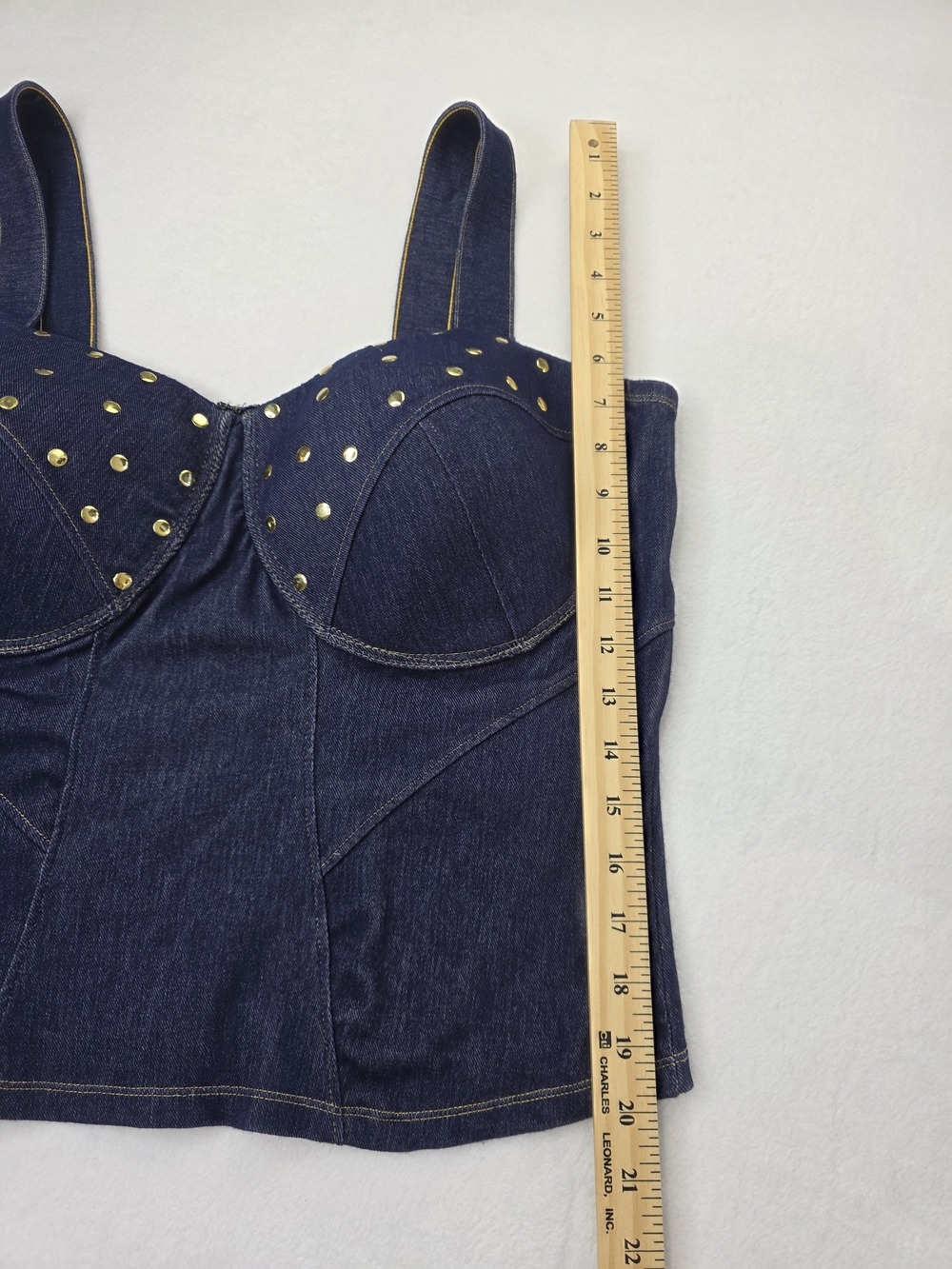 Dark Blue 2X Denim Bustier with Stud Detail 3642-CR - Picture 12 of 13